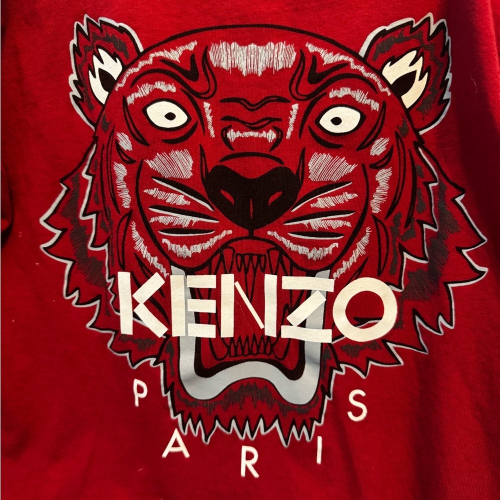 Kenzo Kids Burgundy Tiger Graphic Long Sleeve Tee - Picture 3 of 5